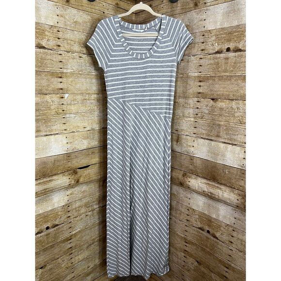 ATHLETA MAKAI ATHLEISURE CASUAL CLASSIC EVERYDAY WEAR STRETCH STRIPED MAXI DRESS - Picture 1 of 6
